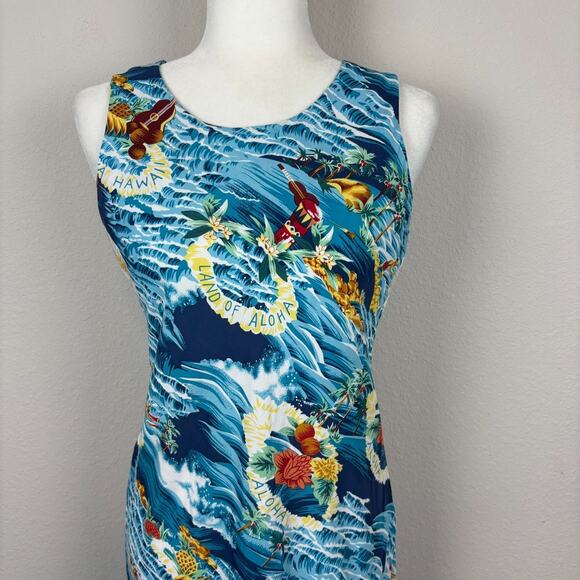 Vtg The Hawaiian Original Maxi Dress Small Blue Floral Aloha Resort Cruise AOP - Picture 2 of 8
